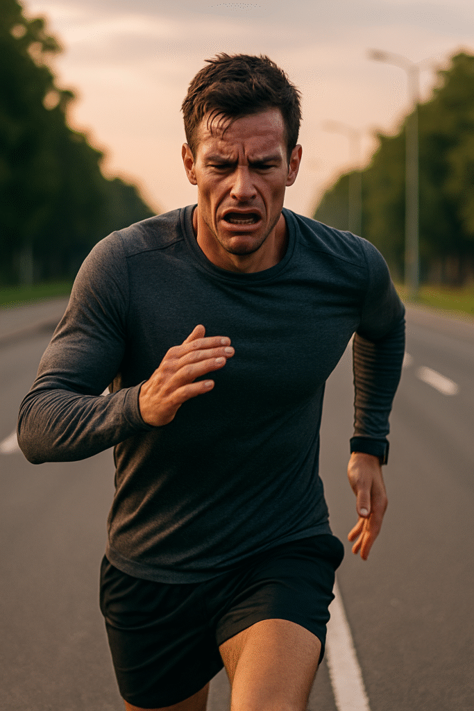 Pessoa superando limites com foco e determinação, simbolizando o progresso fora da zona de conforto.